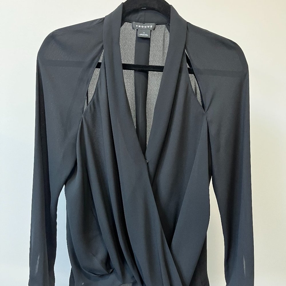 Trouve black sexy sheer cut-out top | size S